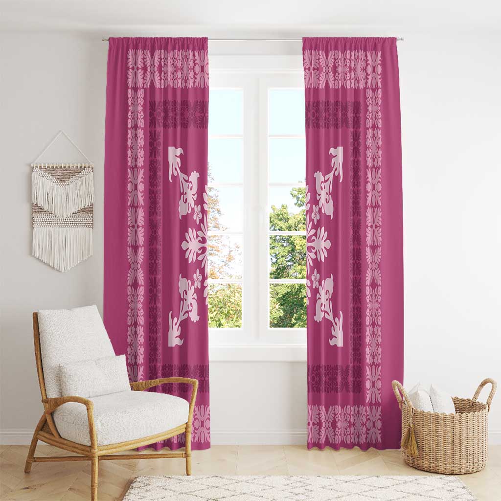 Hawaiian Quilt Block Design Window Curtain Pink Hawaii Culture Motifs - Polynesian Pride