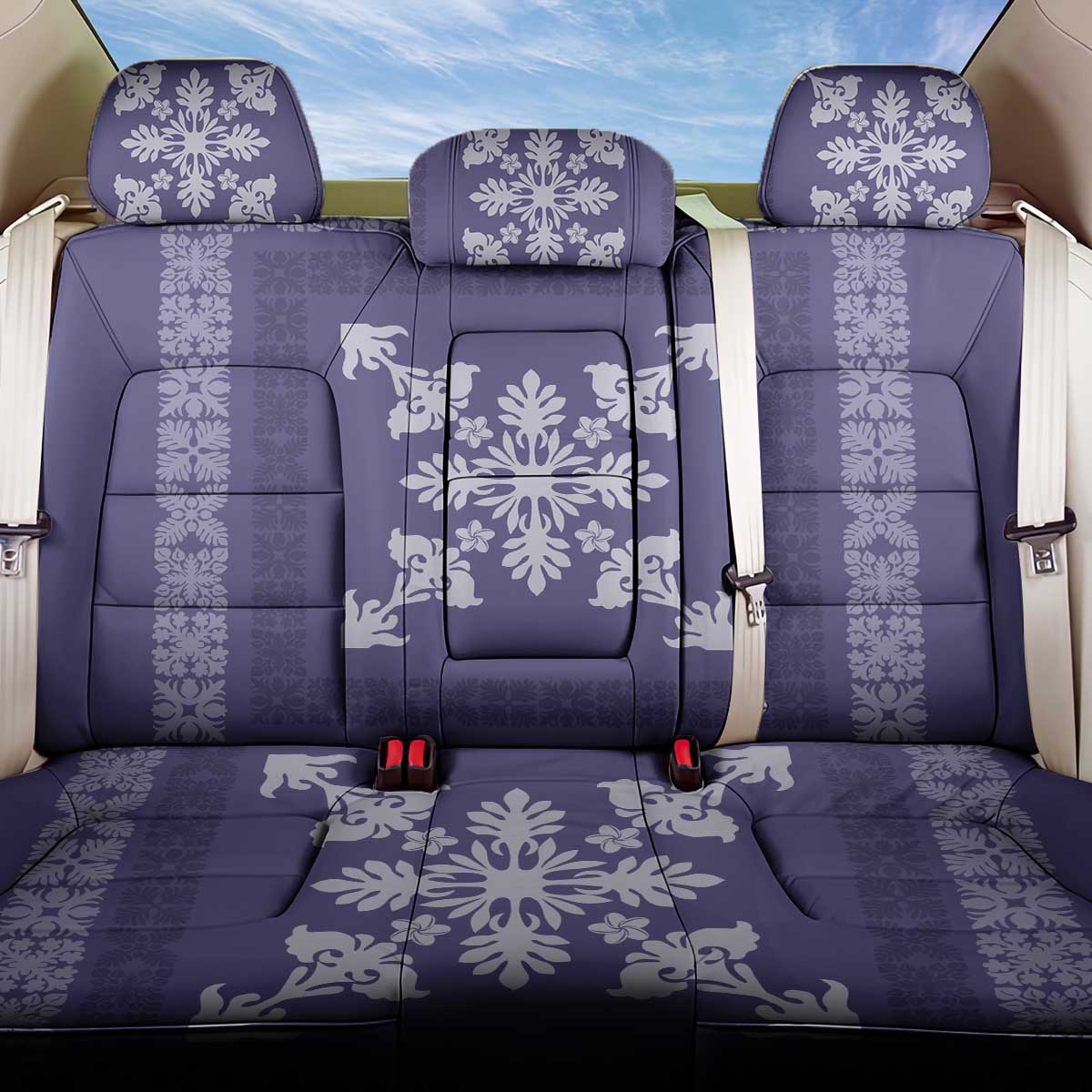 Hawaiian Quilt Block Design Back Car Seat Cover Purple Hawaii Culture Motifs LT9 One Size Purple - Polynesian Pride
