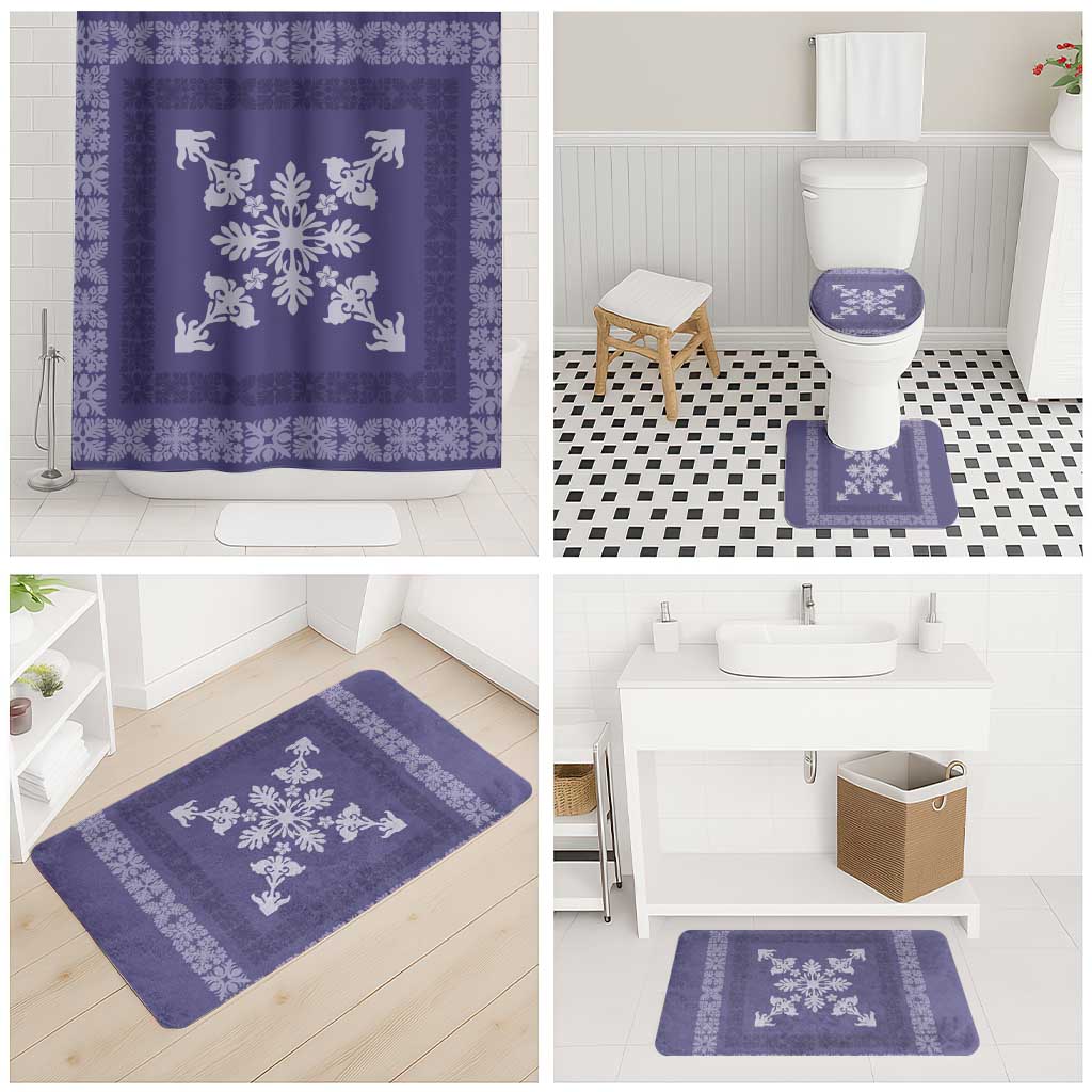 Hawaiian Quilt Block Design Bathroom Set Purple Hawaii Culture Motifs - Polynesian Pride