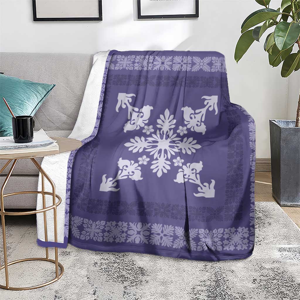 Hawaiian Quilt Block Design Blanket Purple Hawaii Culture Motifs - Polynesian Pride