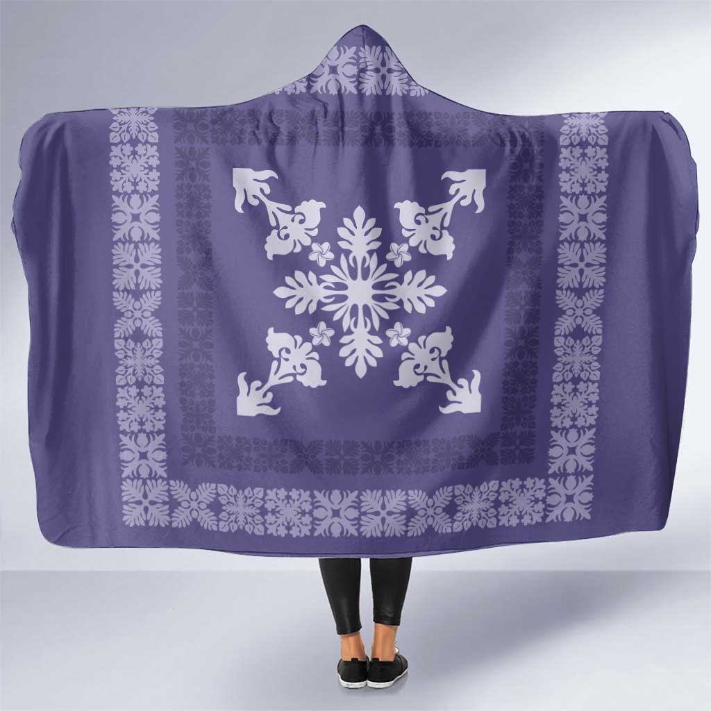 Hawaiian Quilt Block Design Hooded Blanket Purple Hawaii Culture Motifs LT9 One Size Purple - Polynesian Pride