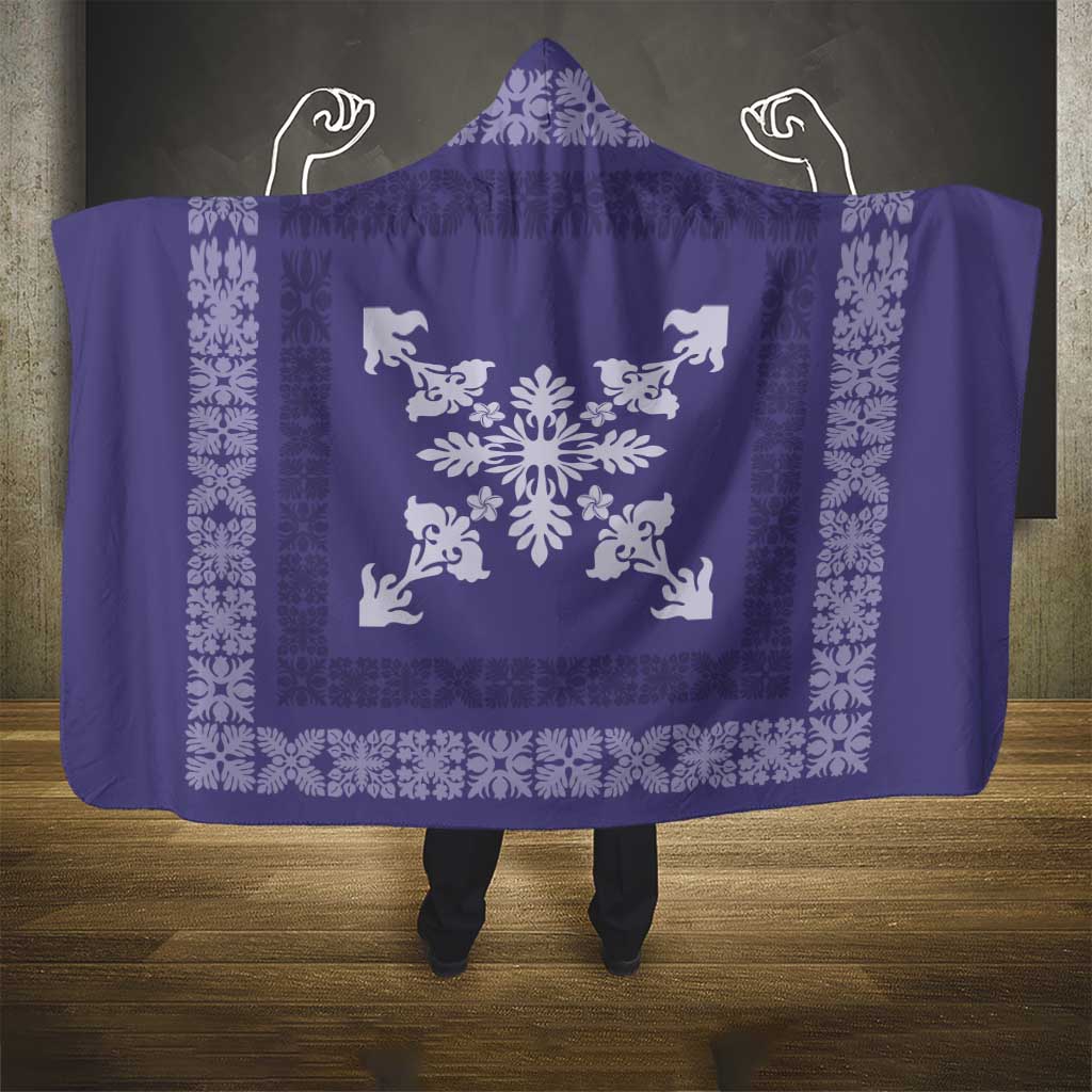 Hawaiian Quilt Block Design Hooded Blanket Purple Hawaii Culture Motifs LT9 - Polynesian Pride