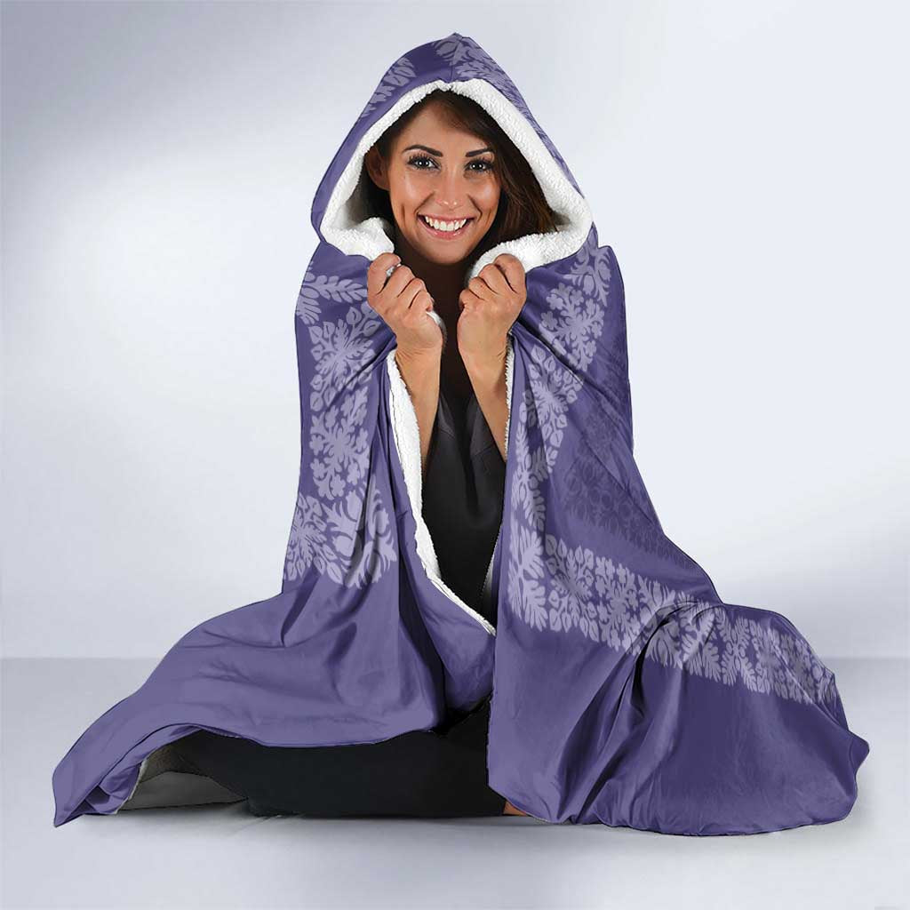 Hawaiian Quilt Block Design Hooded Blanket Purple Hawaii Culture Motifs LT9 - Polynesian Pride