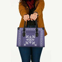 Hawaiian Quilt Block Design Leather Bag Purple Hawaii Culture Motifs - Polynesian Pride