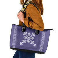 Hawaiian Quilt Block Design Leather Tote Bag Purple Hawaii Culture Motifs LT9 Purple - Polynesian Pride