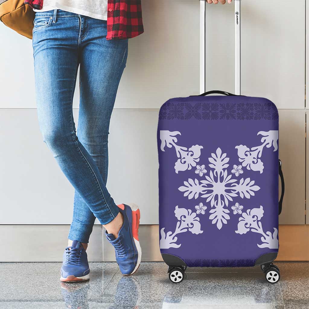Hawaiian Quilt Block Design Luggage Cover Purple Hawaii Culture Motifs LT9 - Polynesian Pride