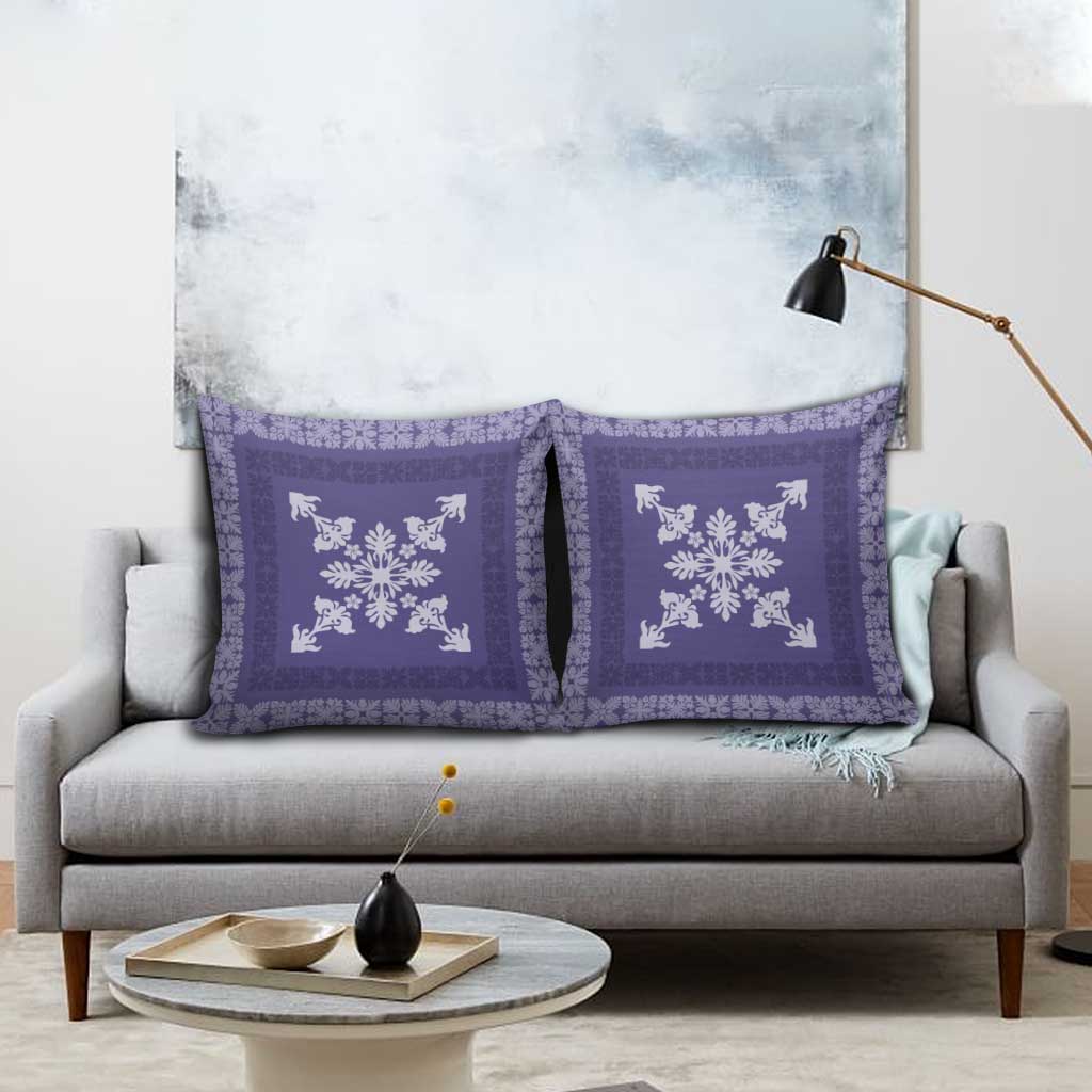 Hawaiian Quilt Block Design Pillow Cover Purple Hawaii Culture Motifs - Polynesian Pride