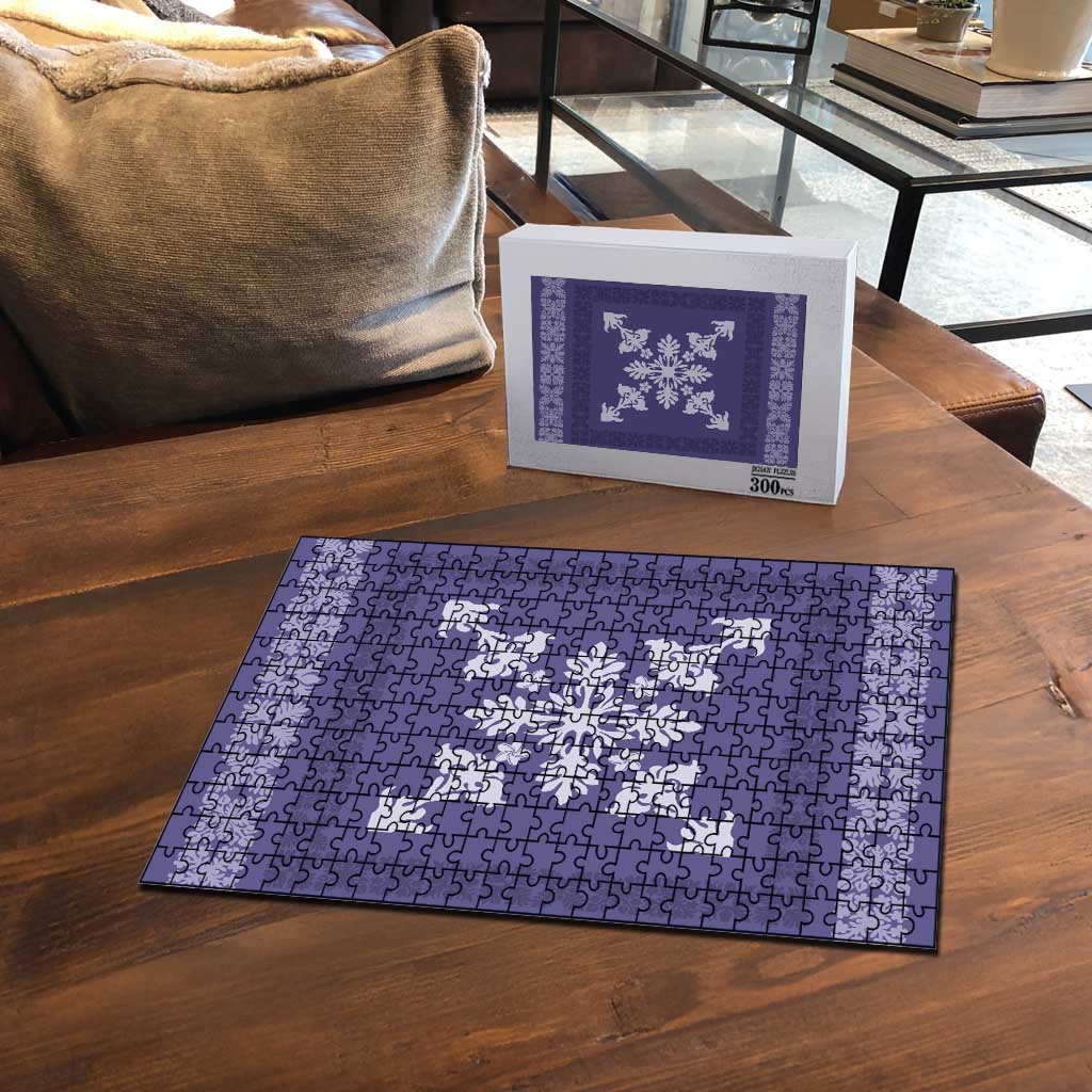 Hawaiian Quilt Block Design Puzzle Purple Hawaii Culture Motifs - Polynesian Pride
