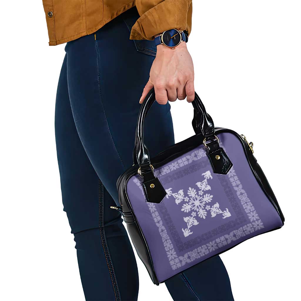 Hawaiian Quilt Block Design Shoulder Handbag Purple Hawaii Culture Motifs - Polynesian Pride
