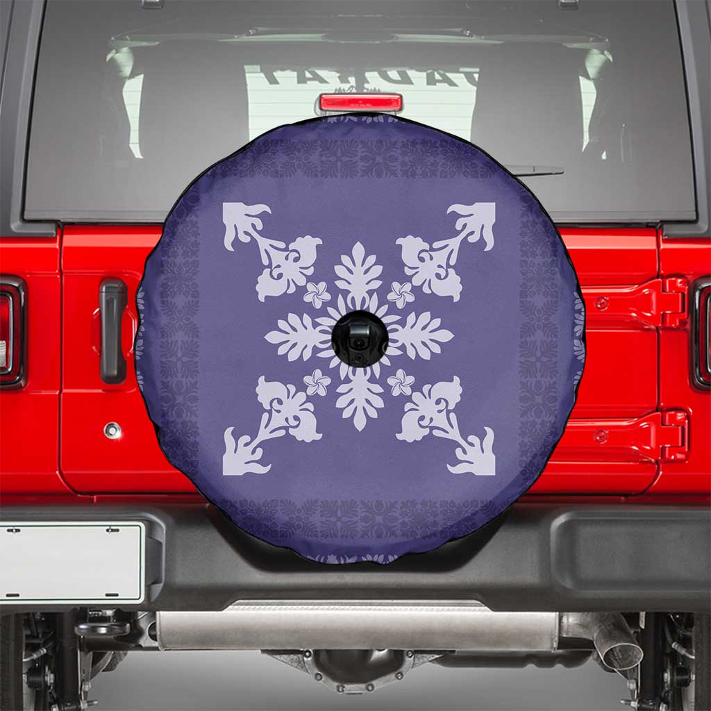 Hawaiian Quilt Block Design Spare Tire Cover Purple Hawaii Culture Motifs LT9 - Polynesian Pride