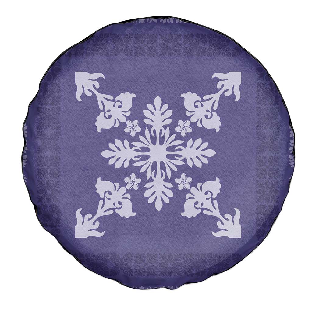 Hawaiian Quilt Block Design Spare Tire Cover Purple Hawaii Culture Motifs LT9 - Polynesian Pride
