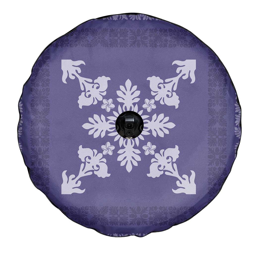 Hawaiian Quilt Block Design Spare Tire Cover Purple Hawaii Culture Motifs LT9 - Polynesian Pride