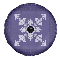 Hawaiian Quilt Block Design Spare Tire Cover Purple Hawaii Culture Motifs LT9 - Polynesian Pride