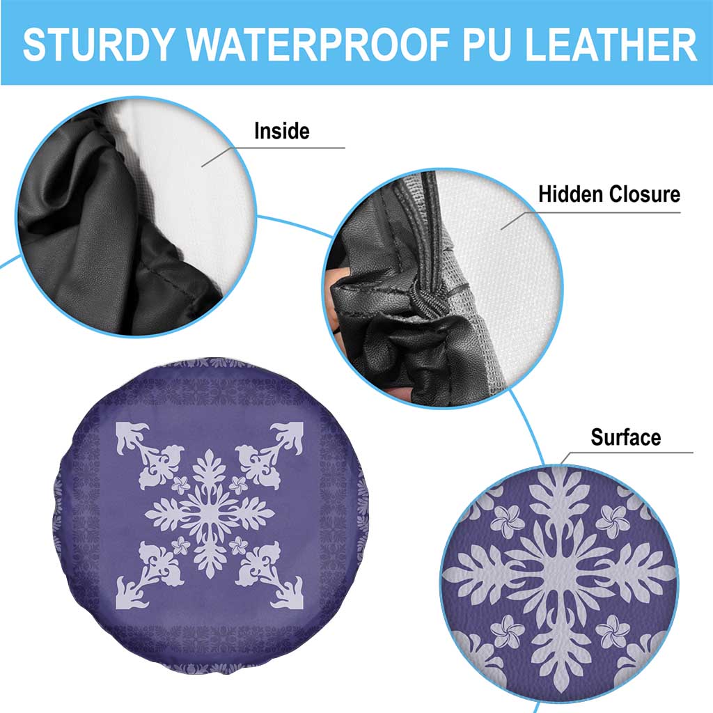 Hawaiian Quilt Block Design Spare Tire Cover Purple Hawaii Culture Motifs LT9 - Polynesian Pride