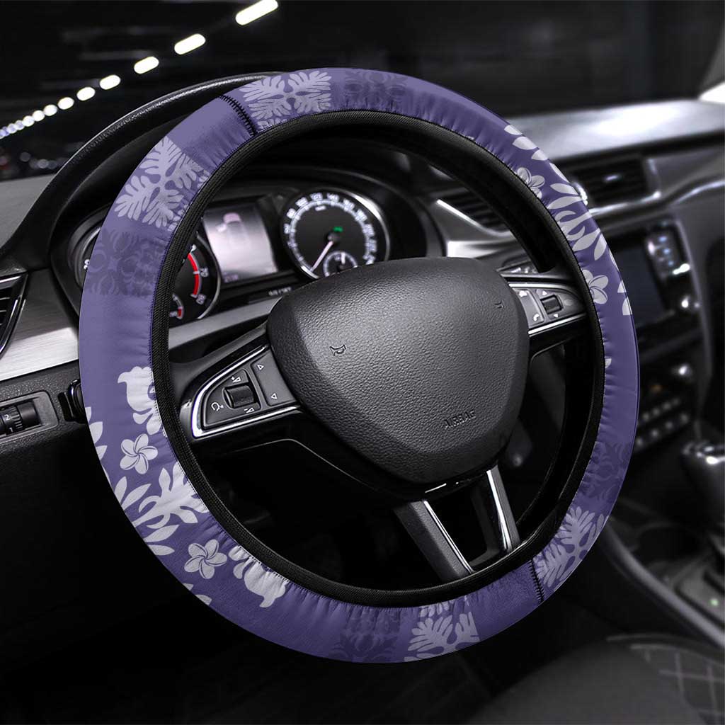 Hawaiian Quilt Block Design Steering Wheel Cover Purple Hawaii Culture Motifs LT9 Universal Fit Purple - Polynesian Pride