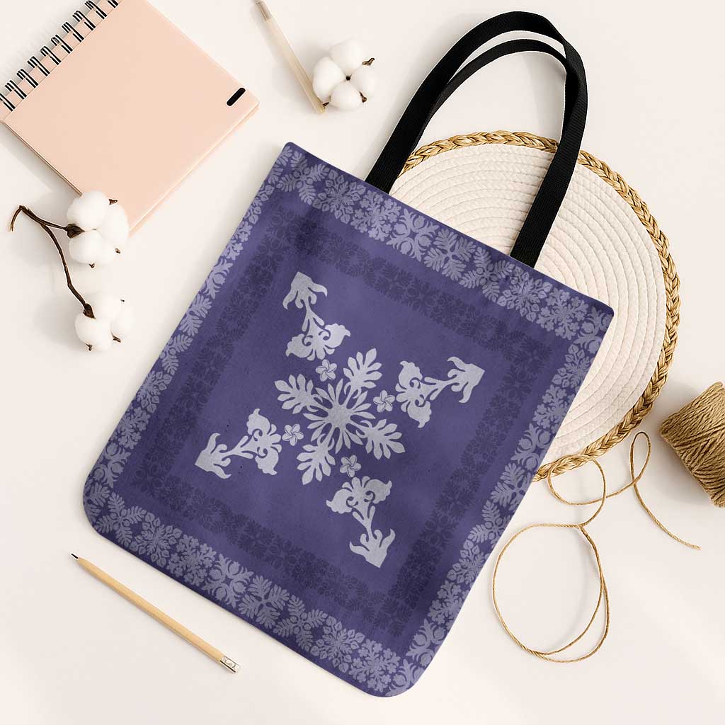 Hawaiian Quilt Block Design Tote Bag Purple Hawaii Culture Motifs - Polynesian Pride