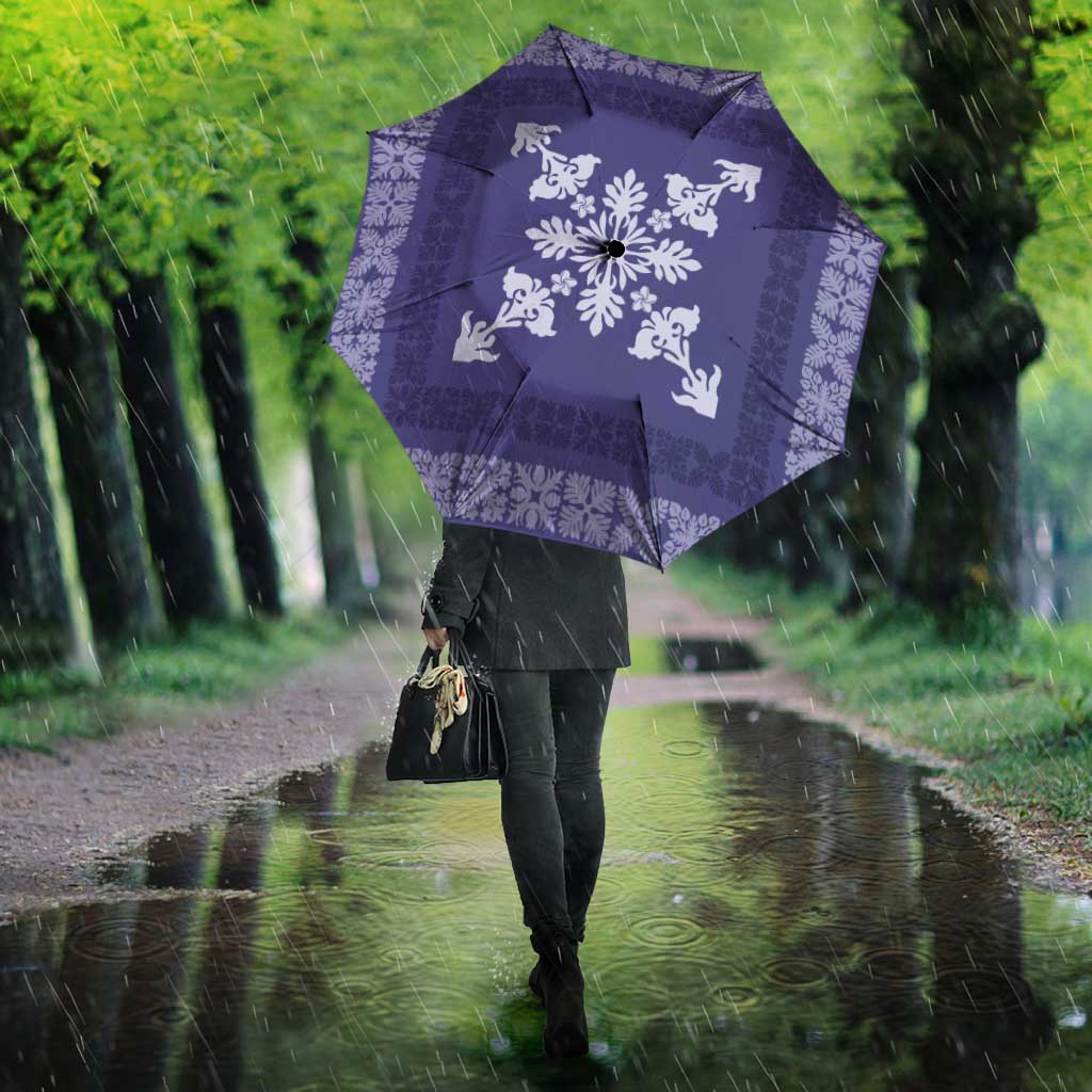 Hawaiian Quilt Block Design Umbrella Purple Hawaii Culture Motifs - Polynesian Pride