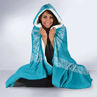 Hawaiian Quilt Block Design Hooded Blanket Teal Hawaii Culture Motifs - Polynesian Pride