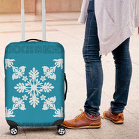 Hawaiian Quilt Block Design Luggage Cover Teal Hawaii Culture Motifs LT9 Teal - Polynesian Pride