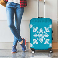 Hawaiian Quilt Block Design Luggage Cover Teal Hawaii Culture Motifs LT9 - Polynesian Pride