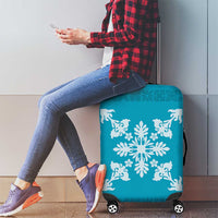 Hawaiian Quilt Block Design Luggage Cover Teal Hawaii Culture Motifs LT9 - Polynesian Pride