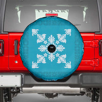 Hawaiian Quilt Block Design Spare Tire Cover Teal Hawaii Culture Motifs LT9 - Polynesian Pride