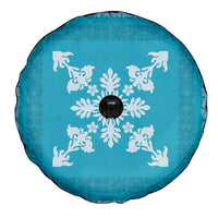 Hawaiian Quilt Block Design Spare Tire Cover Teal Hawaii Culture Motifs LT9 - Polynesian Pride