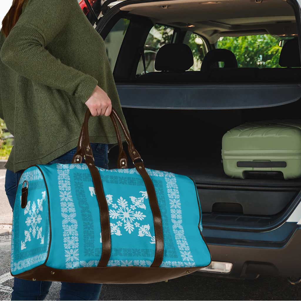Hawaiian Quilt Block Design Travel Bag Teal Hawaii Culture Motifs - Polynesian Pride