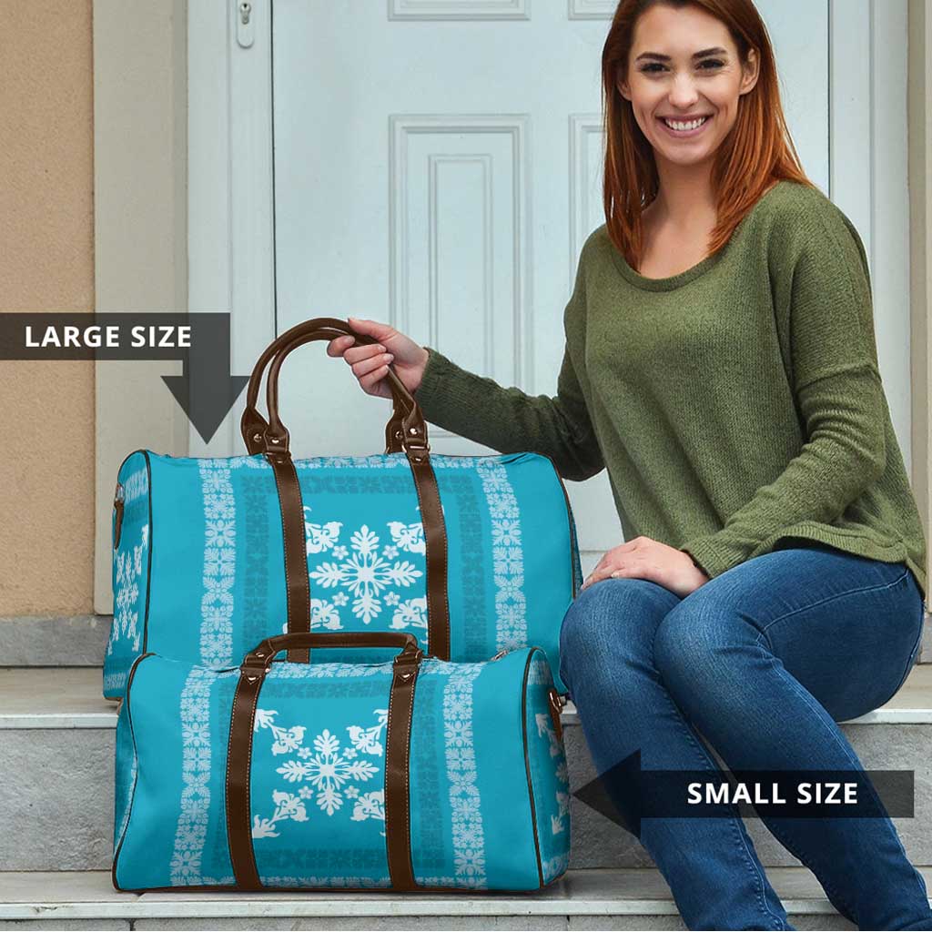 Hawaiian Quilt Block Design Travel Bag Teal Hawaii Culture Motifs - Polynesian Pride