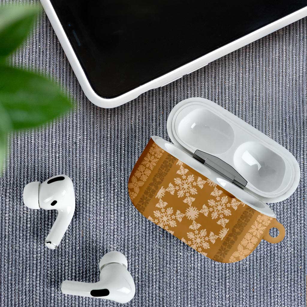 Hawaiian Quilt Pattern AirPods Case Gold Hawaii Culture Tropical - Polynesian Pride