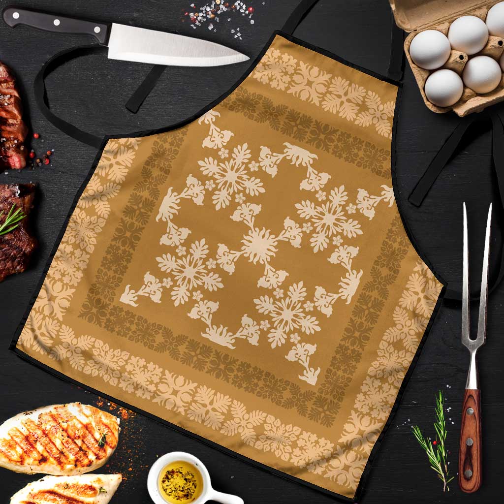 Hawaiian Quilt Pattern Apron Gold Hawaii Culture Tropical - Polynesian Pride
