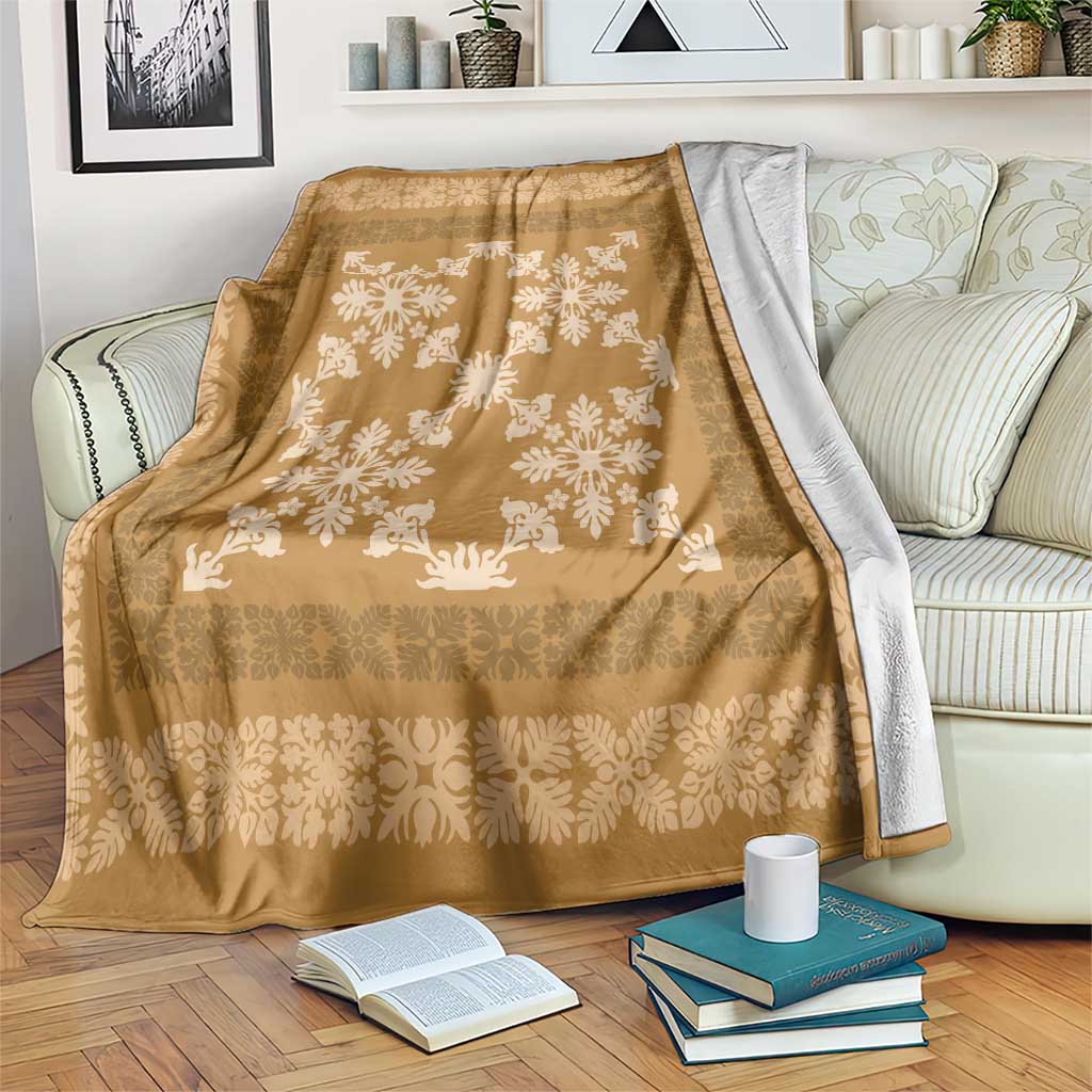Hawaiian Quilt Pattern Blanket Gold Hawaii Culture Tropical - Polynesian Pride
