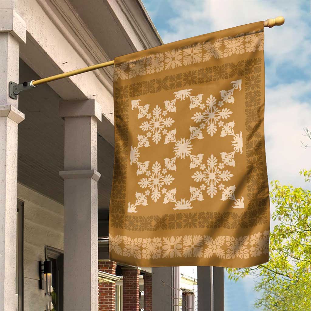 Hawaiian Quilt Pattern Garden Flag Gold Hawaii Culture Tropical - Polynesian Pride