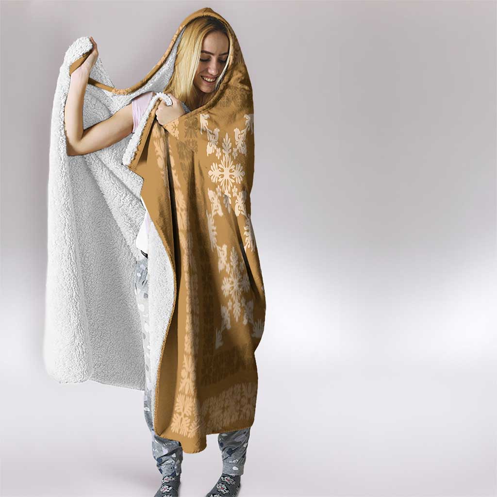 Hawaiian Quilt Pattern Hooded Blanket Gold Hawaii Culture Tropical - Polynesian Pride
