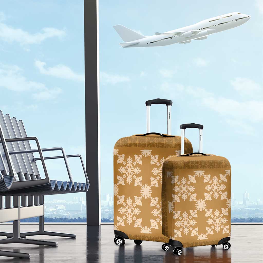 Hawaiian Quilt Pattern Luggage Cover Gold Hawaii Culture Tropical - Polynesian Pride