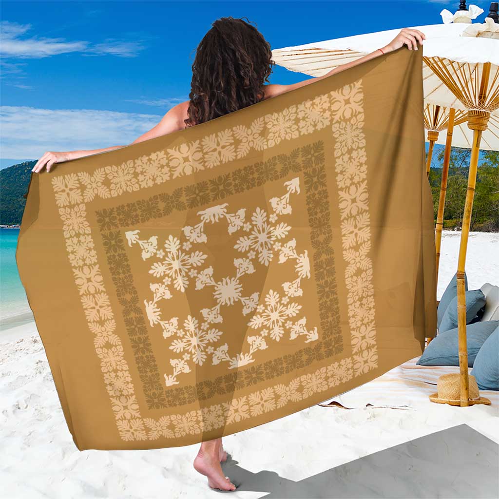 Hawaiian Quilt Pattern Sarong Gold Hawaii Culture Tropical LT9 One Size 44 x 66 inches Gold - Polynesian Pride