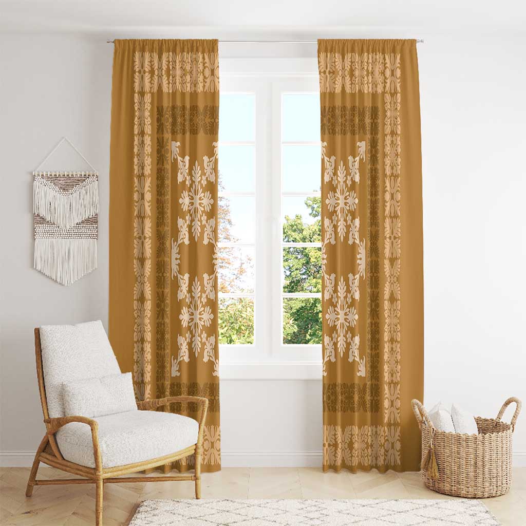 Hawaiian Quilt Pattern Window Curtain Gold Hawaii Culture Tropical - Polynesian Pride