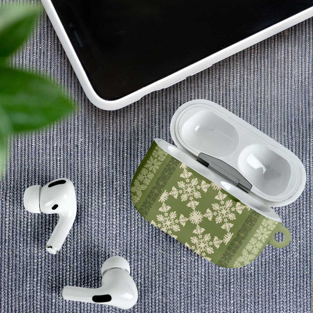 Hawaiian Quilt Pattern AirPods Case Lime Hawaii Culture Tropical - Polynesian Pride