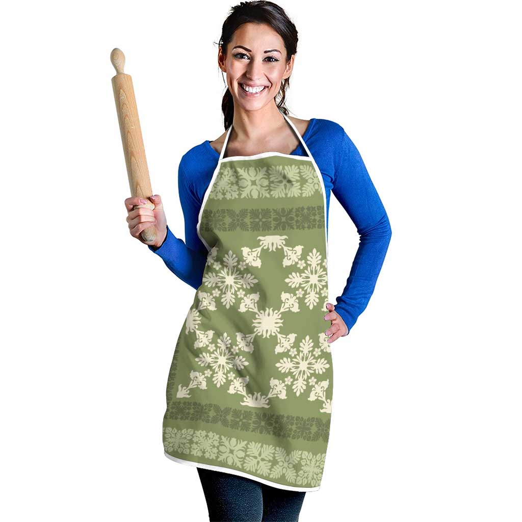 Hawaiian Quilt Pattern Apron Lime Hawaii Culture Tropical - Polynesian Pride