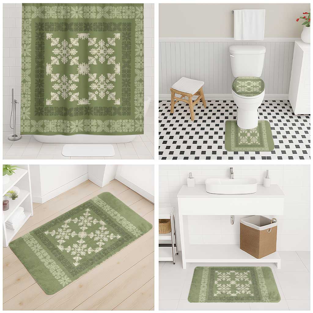 Hawaiian Quilt Pattern Bathroom Set Lime Hawaii Culture Tropical - Polynesian Pride