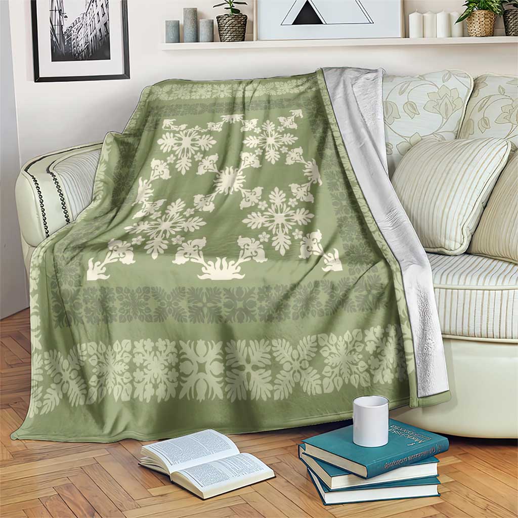 Hawaiian Quilt Pattern Blanket Lime Hawaii Culture Tropical - Polynesian Pride