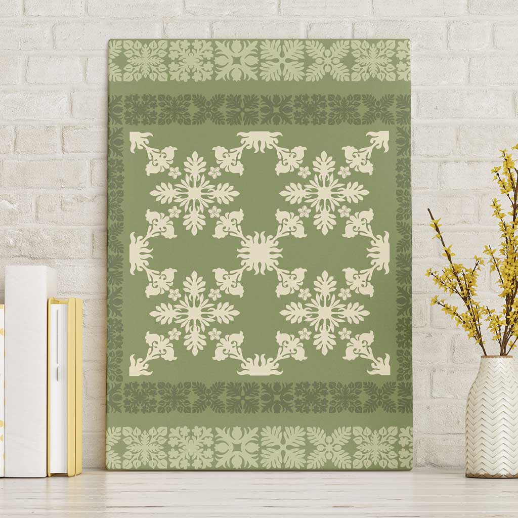 Hawaiian Quilt Pattern Canvas Wall Art Lime Hawaii Culture Tropical - Polynesian Pride