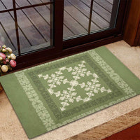 Hawaiian Quilt Pattern Rubber Doormat Lime Hawaii Culture Tropical - Polynesian Pride