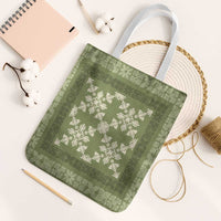 Hawaiian Quilt Pattern Tote Bag Lime Hawaii Culture Tropical - Polynesian Pride