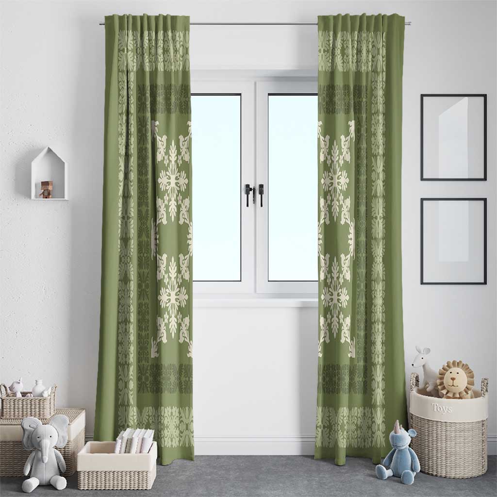 Hawaiian Quilt Pattern Window Curtain Lime Hawaii Culture Tropical - Polynesian Pride