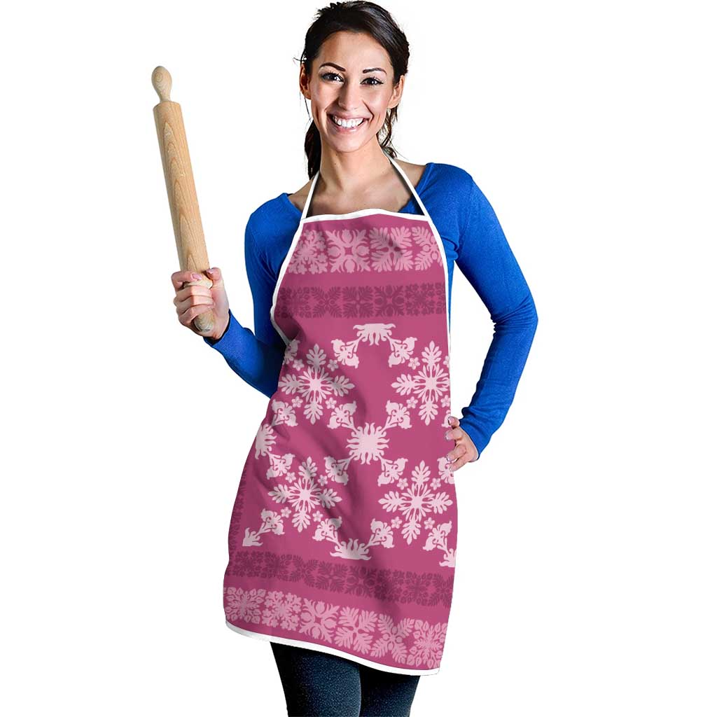 Hawaiian Quilt Pattern Apron Pink Hawaii Culture Tropical - Polynesian Pride