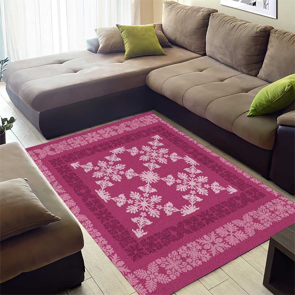 Hawaiian Quilt Pattern Area Rug Pink Hawaii Culture Tropical LT9 - Polynesian Pride