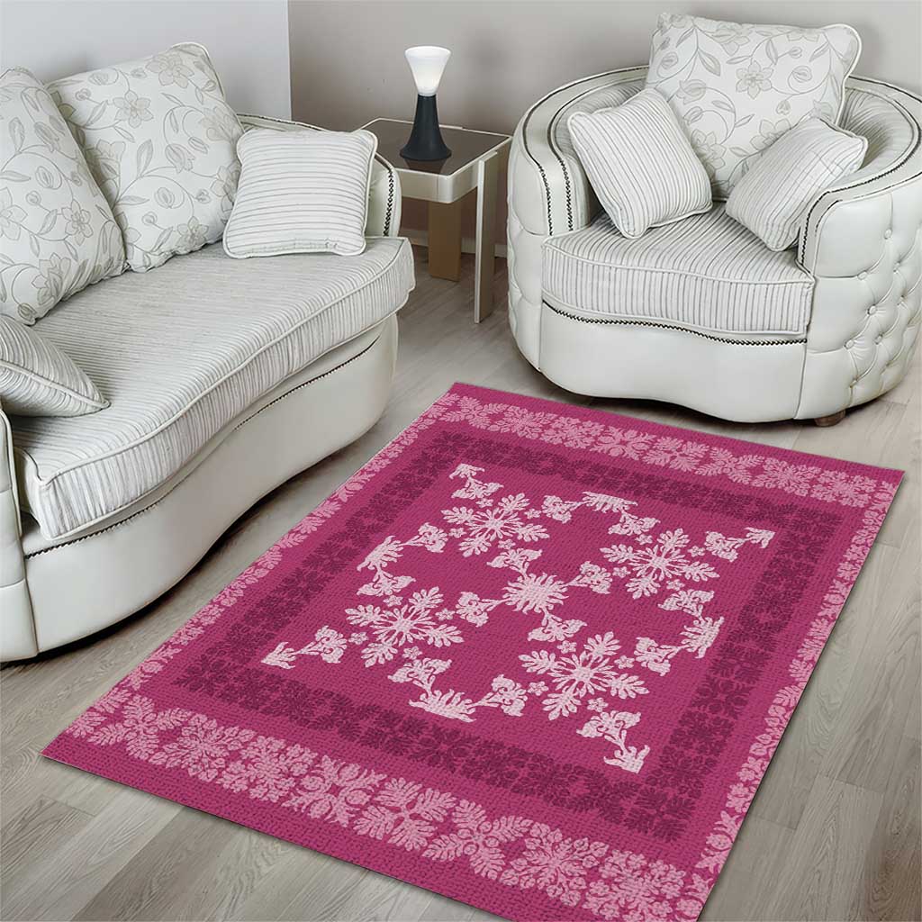 Hawaiian Quilt Pattern Area Rug Pink Hawaii Culture Tropical LT9 - Polynesian Pride