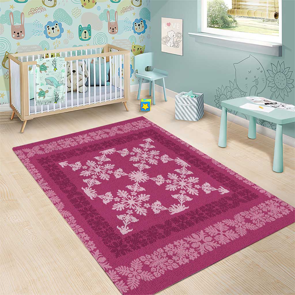 Hawaiian Quilt Pattern Area Rug Pink Hawaii Culture Tropical LT9 - Polynesian Pride