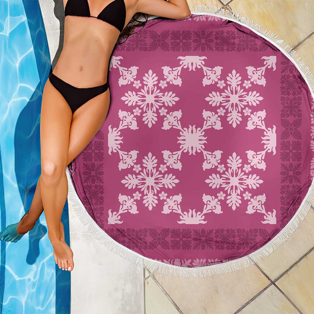 Hawaiian Quilt Pattern Beach Blanket Pink Hawaii Culture Tropical - Polynesian Pride